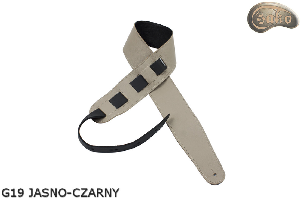 Gitarren-/Bassgurt G19, beidseitig verwendbar, Echtleder (Hellbeige/Schwarz)