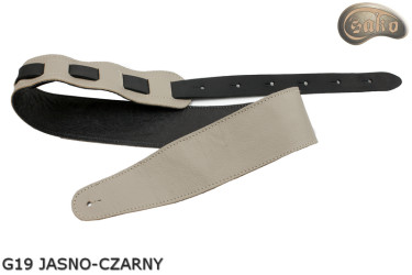 Gitarren-/Bassgurt G19, beidseitig verwendbar, Echtleder (Hellbeige/Schwarz)