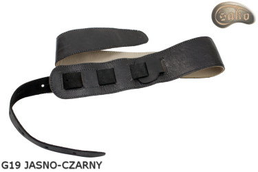 Sangle G19 pour guitare/basse électrique, beige clair/noir, double face, cuir véritable