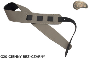 Gitarrengurt G21 für E-Gitarre/Bass – Dunkelbeige/Schwarz, beidseitig verwendbar, Echtleder