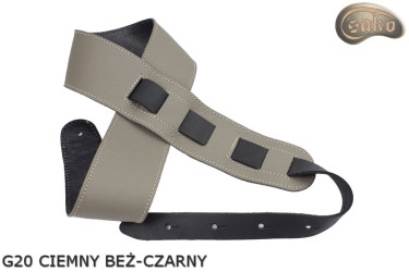 Gitarrengurt G21 für E-Gitarre/Bass – Dunkelbeige/Schwarz, beidseitig verwendbar, Echtleder