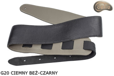 Gitarrengurt G21 für E-Gitarre/Bass – Dunkelbeige/Schwarz, beidseitig verwendbar, Echtleder