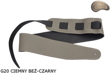Gitarrengurt G21 für E-Gitarre/Bass – Dunkelbeige/Schwarz, beidseitig verwendbar, Echtleder