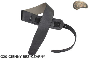 Gitarrengurt G21 für E-Gitarre/Bass – Dunkelbeige/Schwarz, beidseitig verwendbar, Echtleder