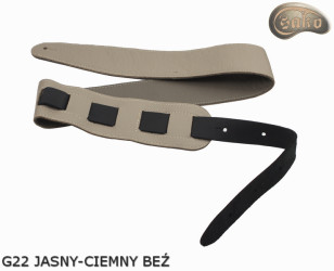 Gitarrengurt G22 für E-Gitarre/Bass – beidseitig verwendbar, Echtleder, Dunkel- und Hellbeige