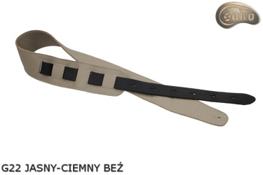 Gitarrengurt G22 für E-Gitarre/Bass – beidseitig verwendbar, Echtleder, Dunkel- und Hellbeige