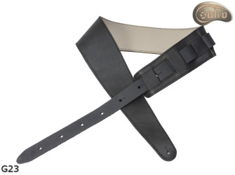 G23 Electric/Bass Guitar Strap – Reversible (Black/Light Beige) – Genuine Leather