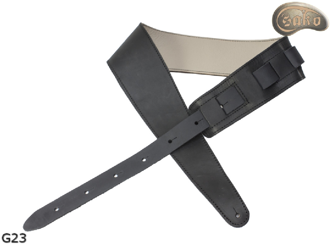 Sangle pour guitare/basse électrique G23, beige clair/noir, double face, cuir véritable