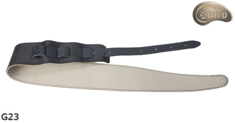Sangle pour guitare/basse électrique G23, beige clair/noir, double face, cuir véritable