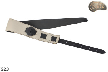 Gitarren-/Bassgurt G23, beidseitig verwendbar (hellbeige/schwarz), aus echtem Leder
