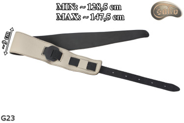 Gitarren-/Bassgurt G23, beidseitig verwendbar (hellbeige/schwarz), aus echtem Leder