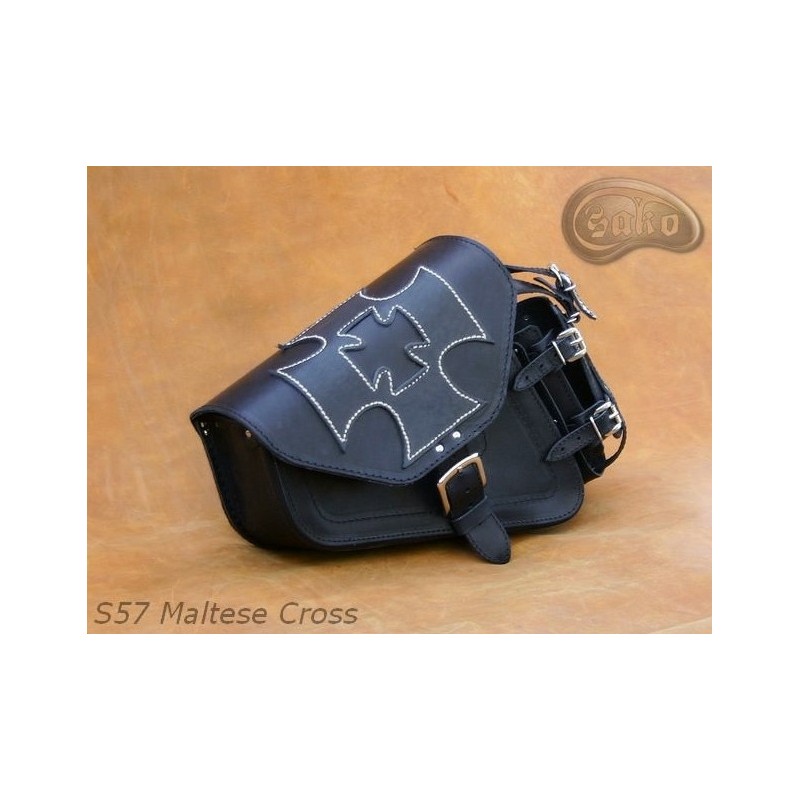 LEATHER SADDLEBAG S57 THE MALTA CROSS  H-D SPORTSTER