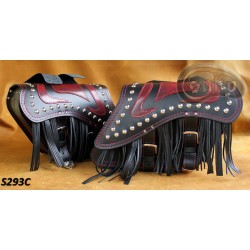 LEATHER SADDLEBAGS S293 RED *TO REQUEST*