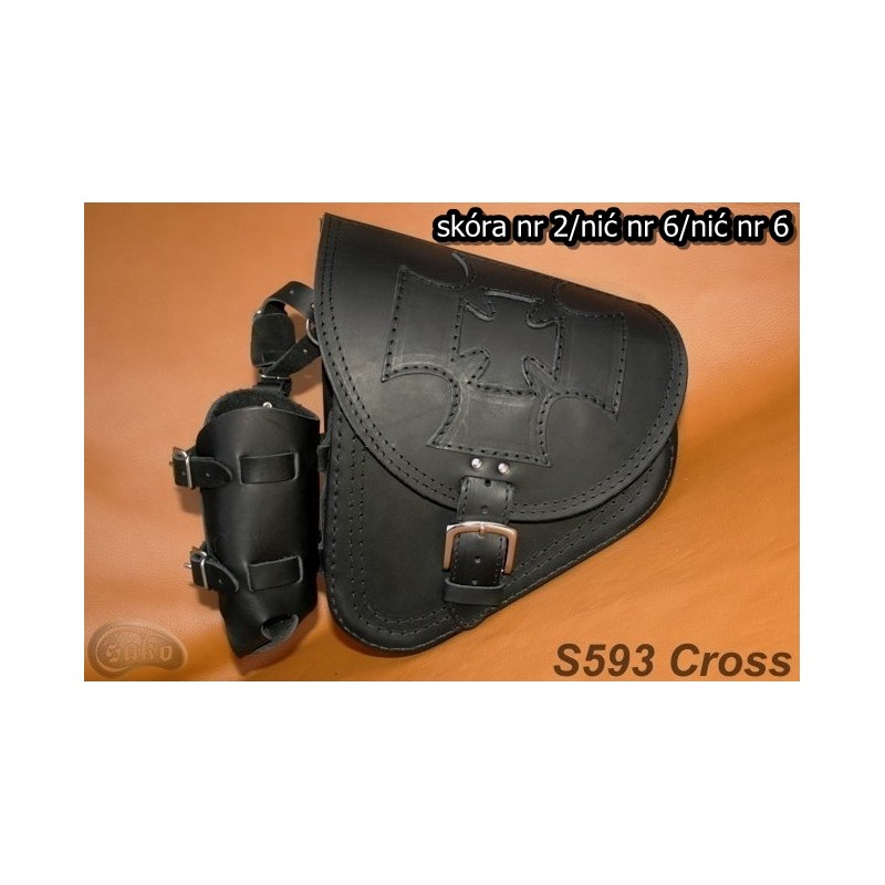 LEATHER SADDLEBAG S593 CROSS H-D SOFTAIL