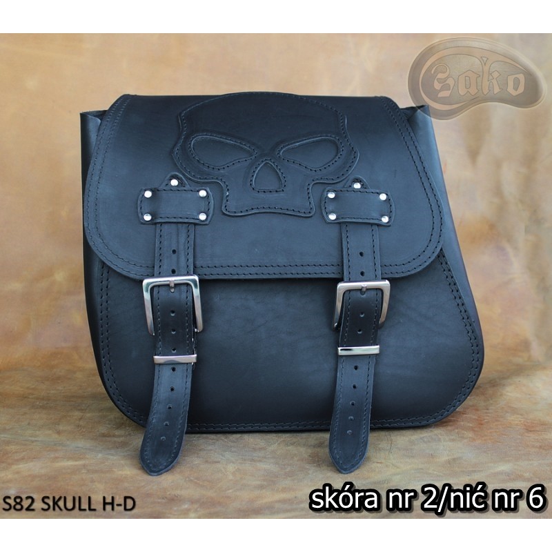 LEATHER SADDLEBAG S82 SKULL *TO REQUEST*